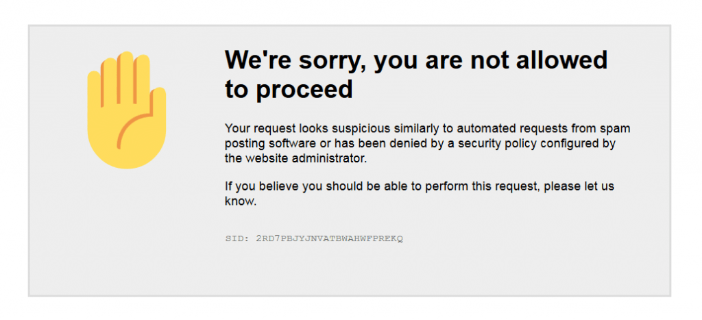 Forbidden 403 Page: We're sorry, you are not allowed to proceed